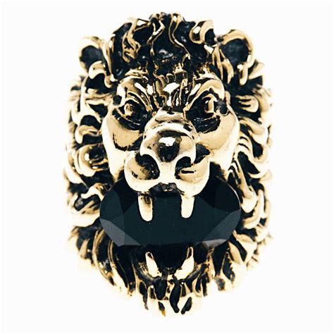 gucci lion's head burnished gold-tone swarovski crystal ring|Gucci Fashion Show Lion Head Ring .